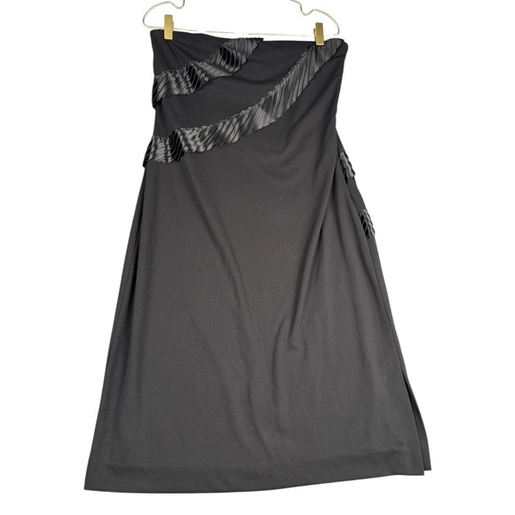 Vintage Victoria Royal Strapless Black Dress Pleated Satin Detail Size 12 660 - Picture 1 of 7